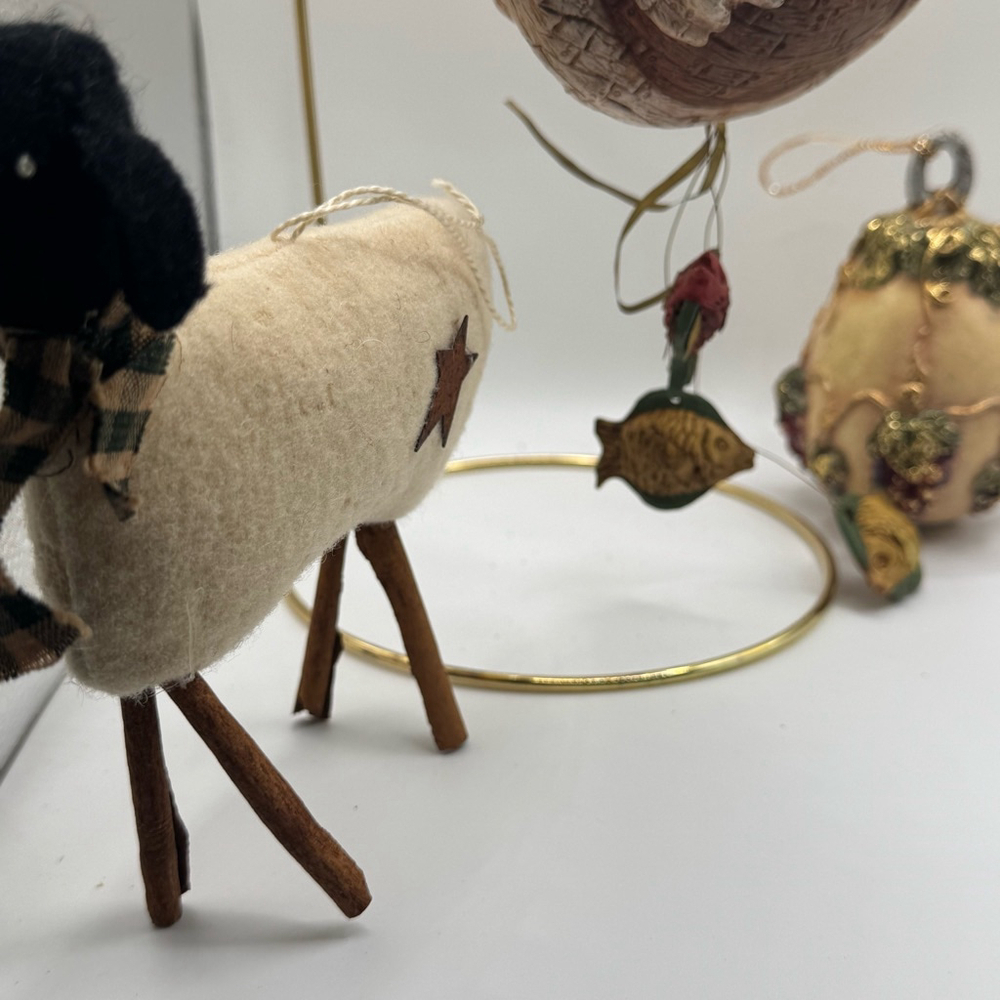 Set of 3 Vintage Noah’s Ark Sheep Christmas Ornaments Multi-color - Picture 4 of 4